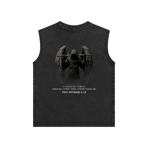 "Philippians 4:13, ANGELIC SWORD" Snow Washed Kids' Tank Top